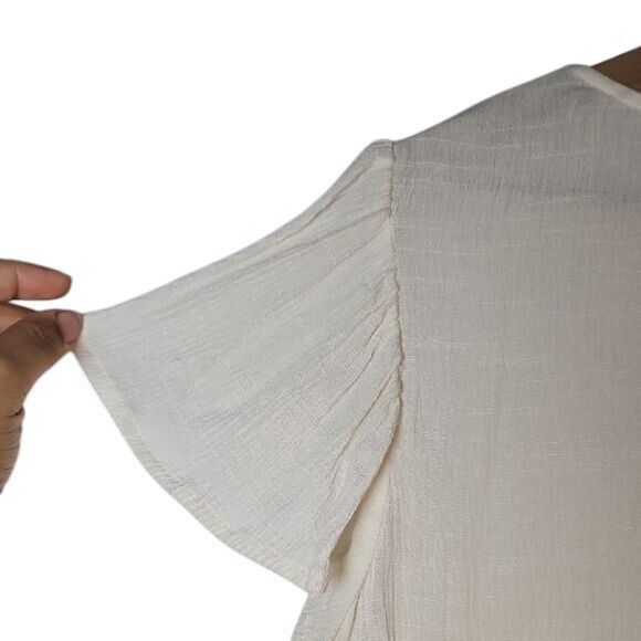 Eyeshadow Women's M Flutter Sleeve Fabric Button Crop Top Coquette Fairy Boho - Picture 6 of 10